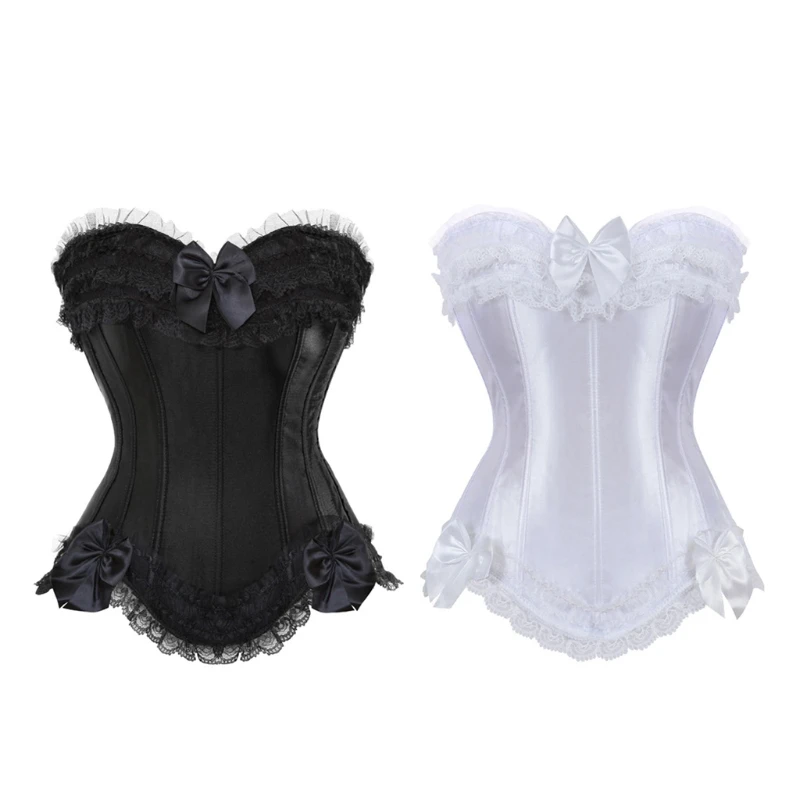 Lace Bowknot Bustier Clubwear Showgirl Body Shaper P8DB