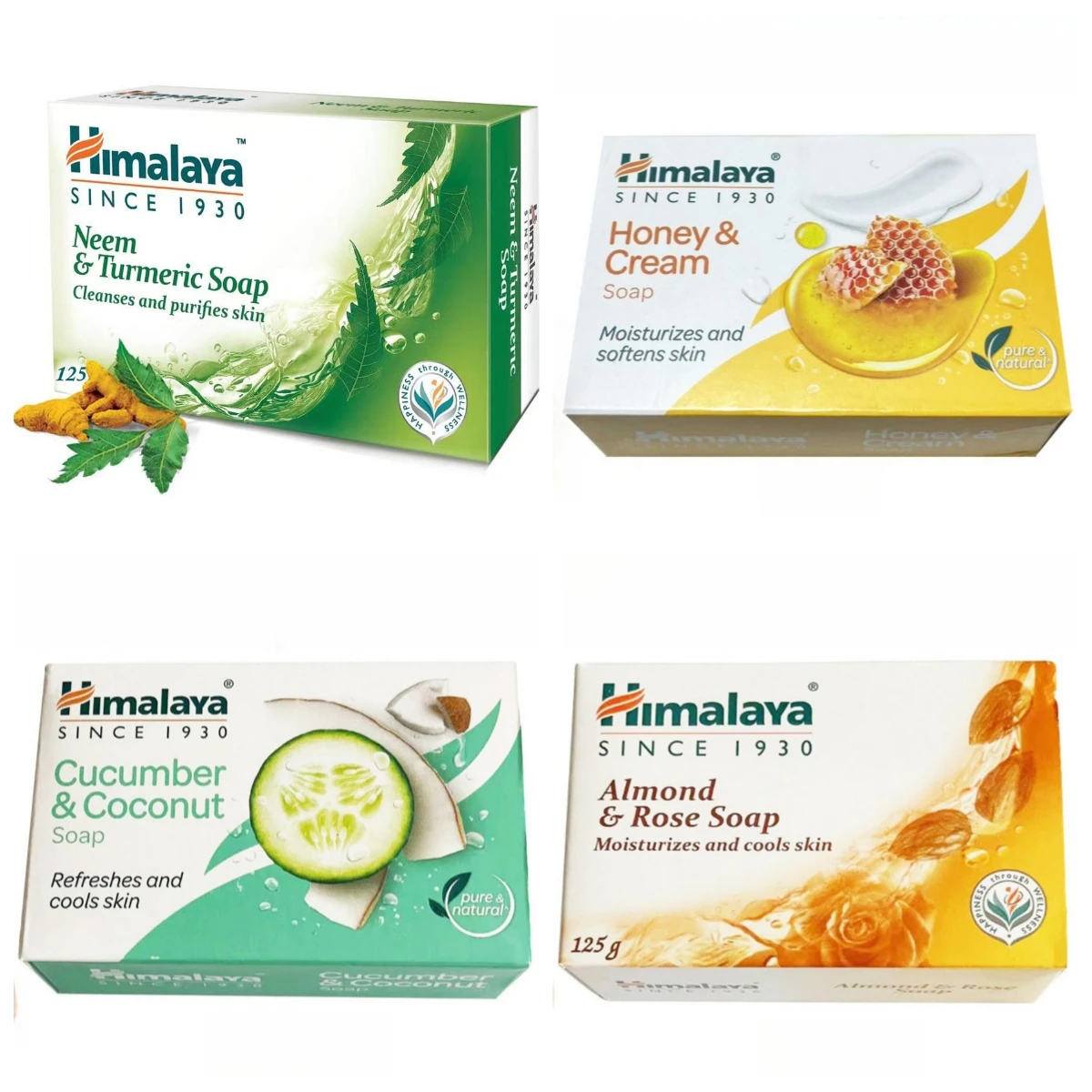 Indian Himalaya Neem Coconut Honey Almond Soap 125g, Moisturizing & Deep Cleansing, Nourishes & Softens Skin