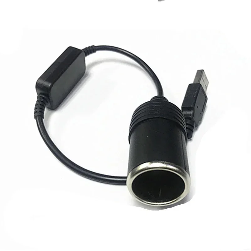 อะแดปเตอร์แปลงที่ควบคุมแบบมีสายพอร์ต USB เป็น12V ที่จุดบุหรี่ในรถยนต์สายไฟตัวเมียสำหรับธนาคารพลังงาน Xiaomi DVR