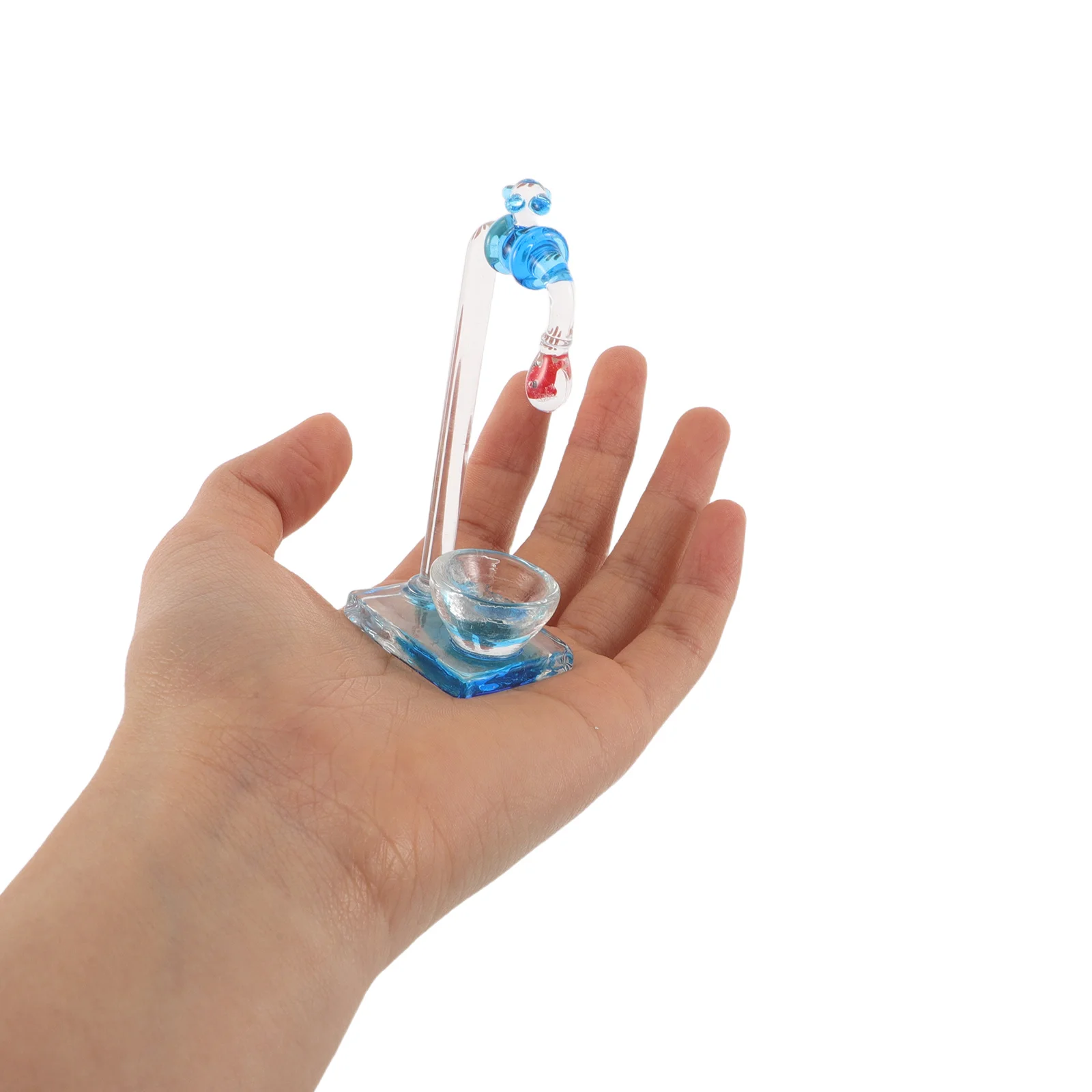 

Floating Water Tap Fake Fish Tank Glass Miniature Goldfish Bowl Artificial Aquarium Desk Decoration Ornament Artificial Aquarium