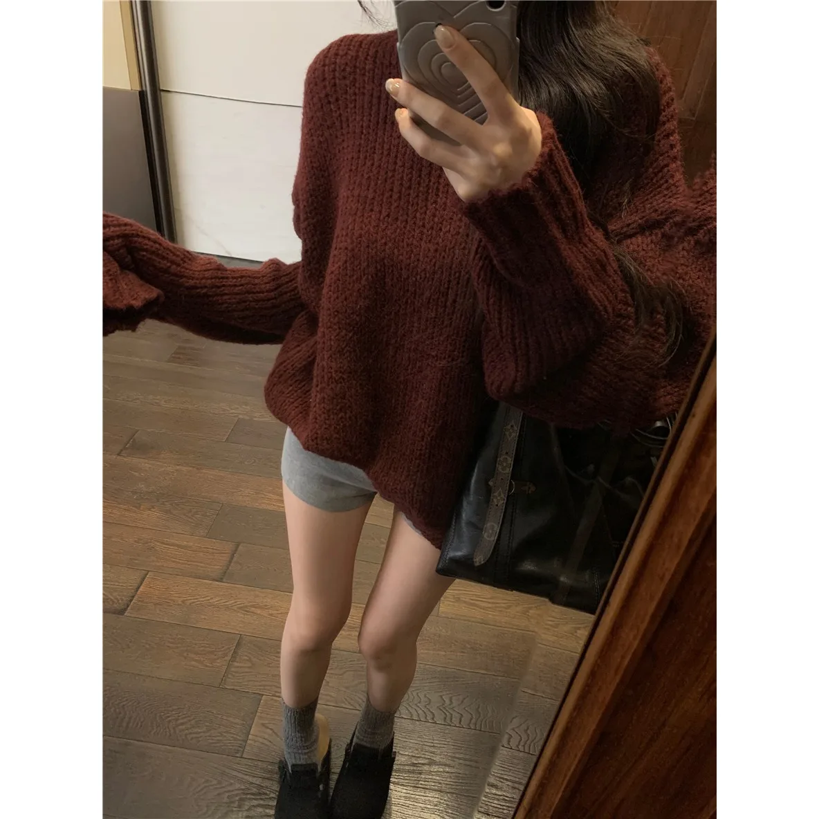 الكورية شيك لينة مريحة جولة Ne البلوز سترة المرأة شتاء جديد Sle فضفاض طويل Sve محبوك ارتداء للتنقل