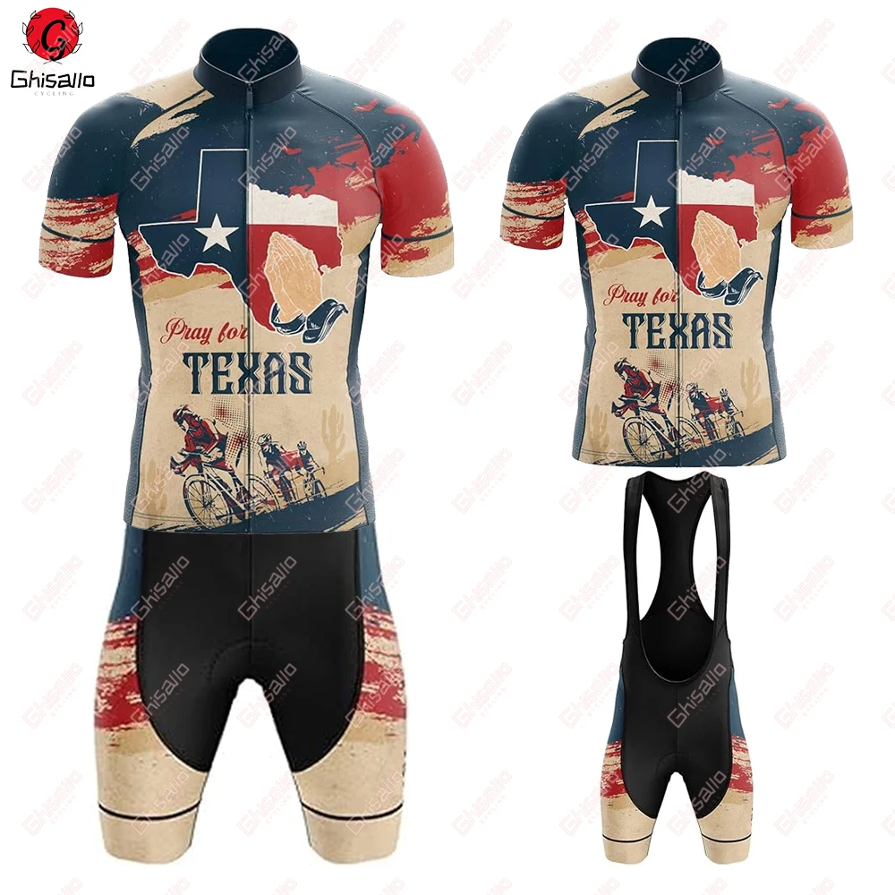 Men's Texas State Vintage Style Cycling Jersey Set, Bike Cycling Shirt, Clothing Shorts, Quick Dry, Bicycle Clothes, New, 2024