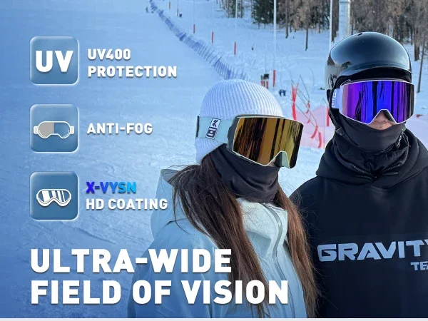 KAPVOE Photochrome Skibrille für den Außenbereich, Winter-Schneesport für Unisex-Schneebrille, UV400, beschlagfrei, magnetische Snowboardbrille – Detail 1