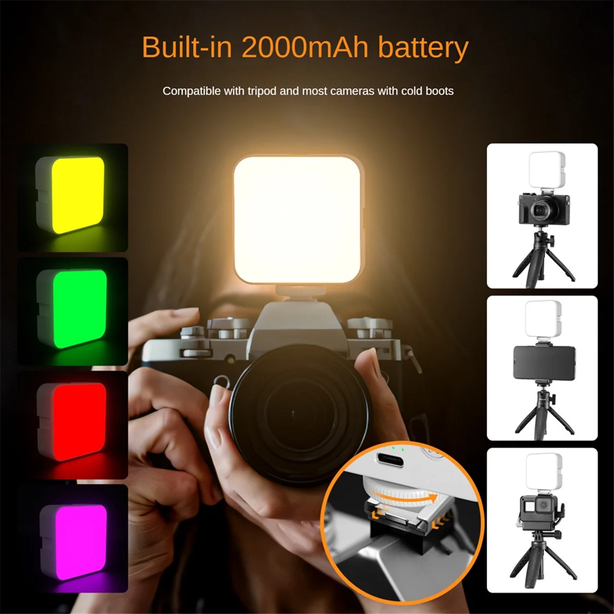 HOT LED Pocket Light Portable Rechargeable Mini Fill Light for Video Recording Makeup Camera Laptop Selfie LightA