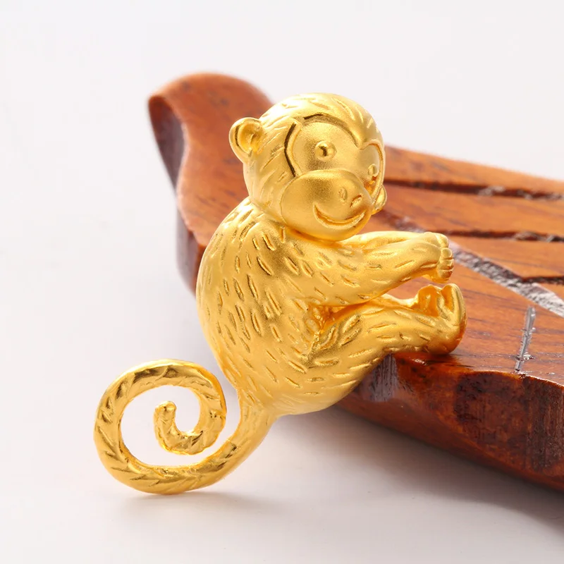 

Pure 999 24K Yellow Gold Men Women 3D Lucky Monkey Pendant 2-2.3g