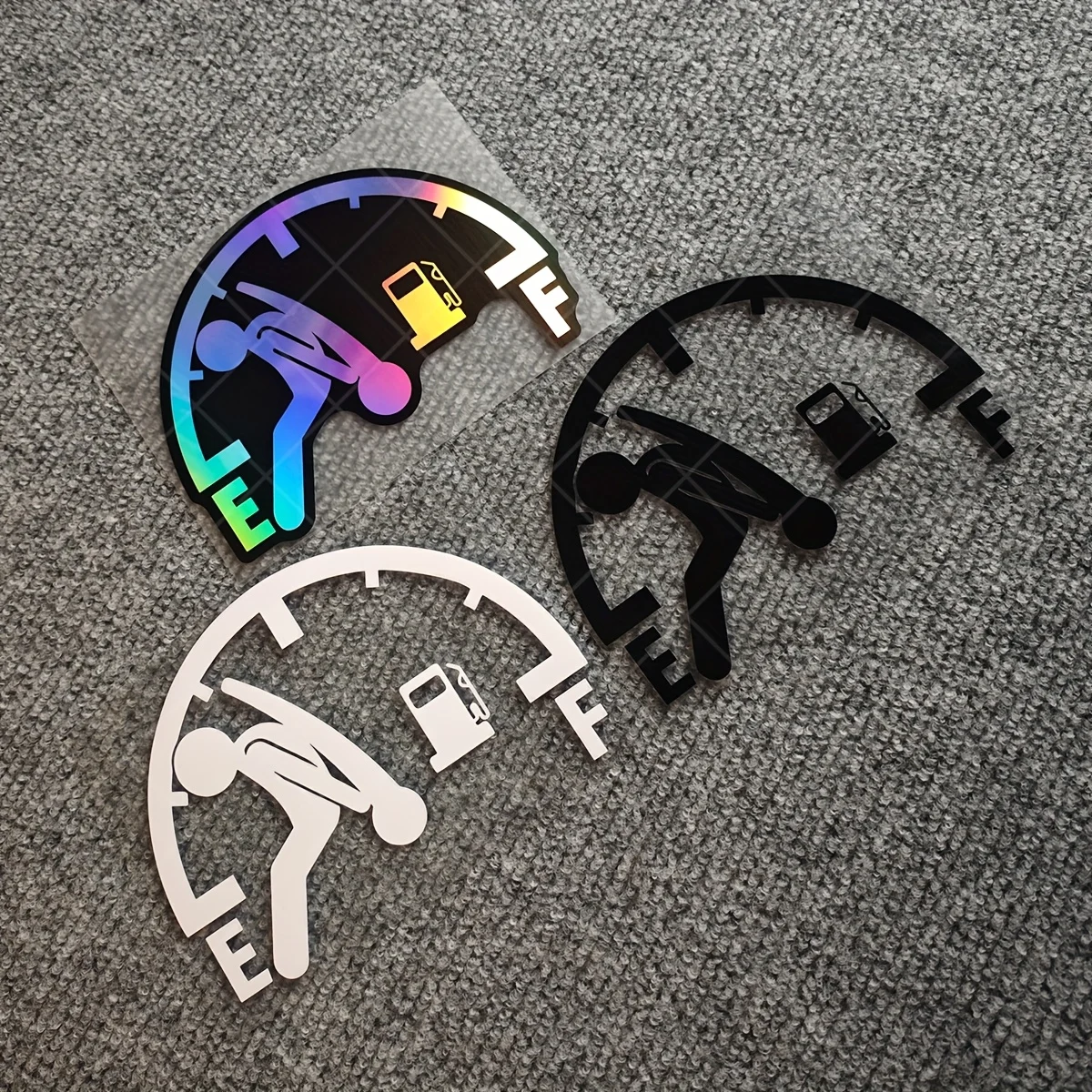 1PC Funny Fuel Gauge Waterproof Stickers – Black/White/Holographic Vinyl Decals for Car Truck SUV Decor