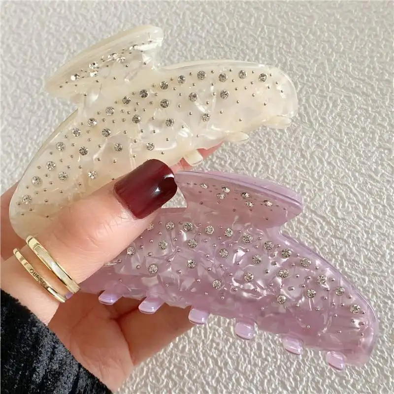 

Sweet Elegant Rhinestone Hair Claw Acetate Claw Clips Valentine's Day Gift Crab Hair Clips for Women Girls Hair Accessories