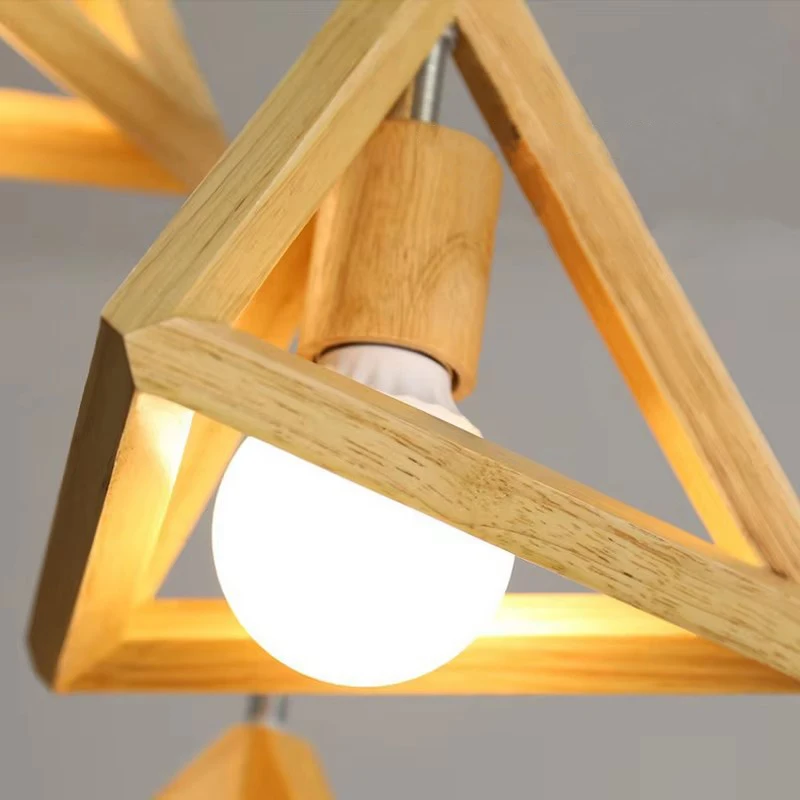 

Nordic Modern LED Pendant Light Wooden Bedroom Bedside Square Hanging Lamp Dining Room Fixtures Restaurant Bar Home Art Lighting