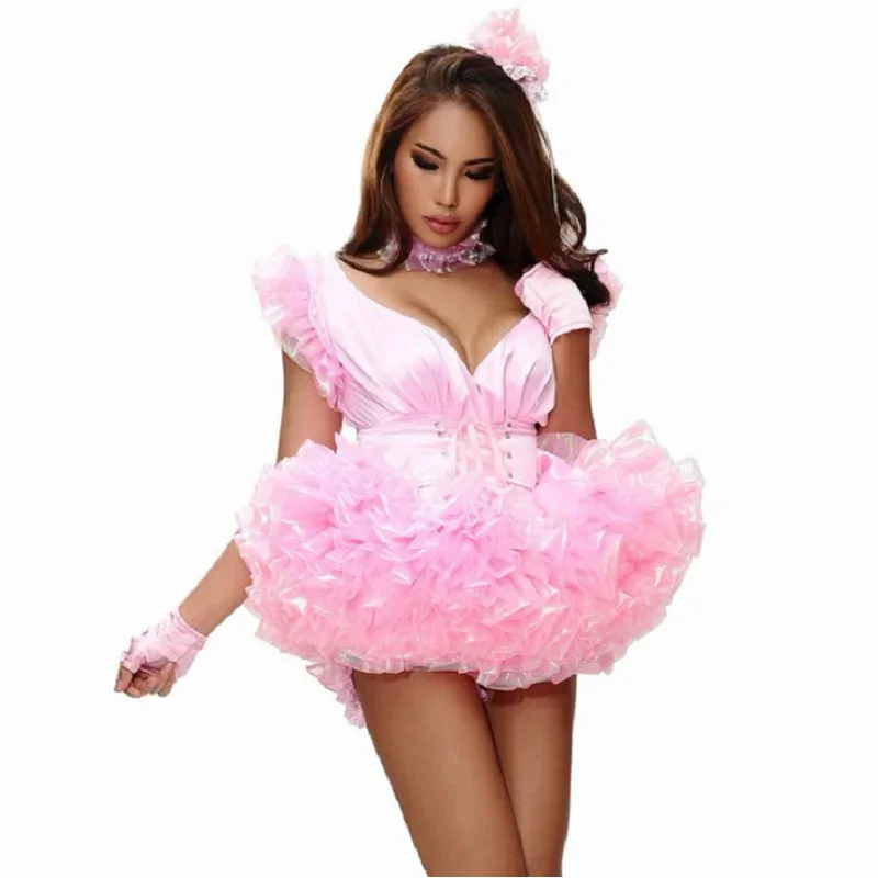 Hot selling and beautiful satin Pansy suit, a sissy ballerina cosplay, maid uniform, dress customization