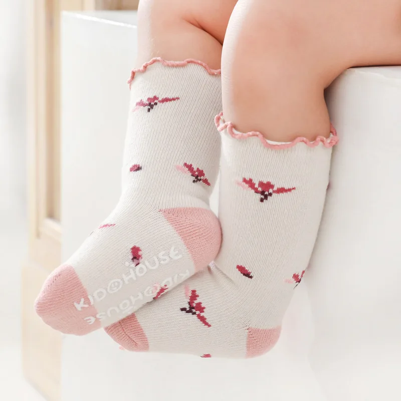 21 جوارب بناتي جديدة لخريف/شتاء ممشط قطن لطيف الكرتون الوليد طفلة طفل رضيع عدم الانزلاق جوارب يمكن السير بها على الأرض #3