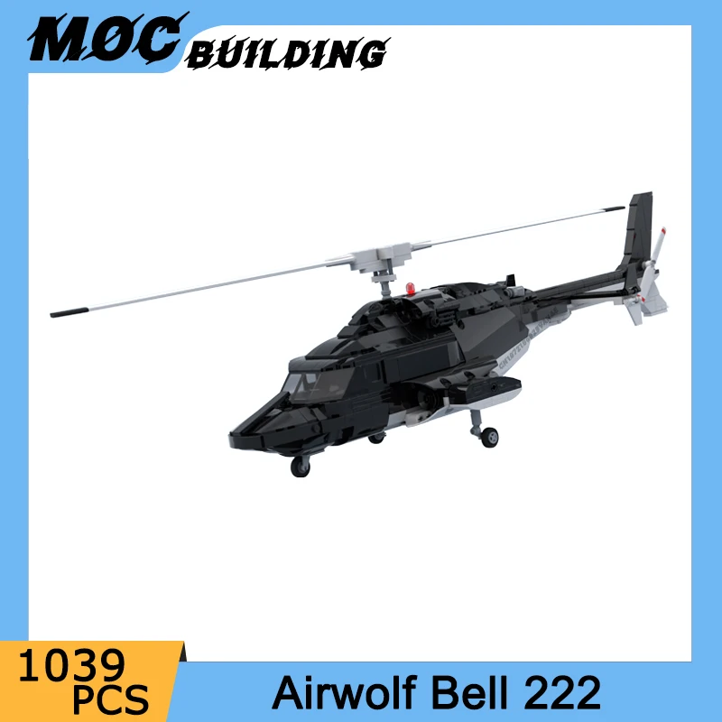 

Moc Building Blocks Airwolf Bell 222 Helicopter Model Special Ops Aircraft DIY Assembled Bricks Fighter Toys Collection Gifts