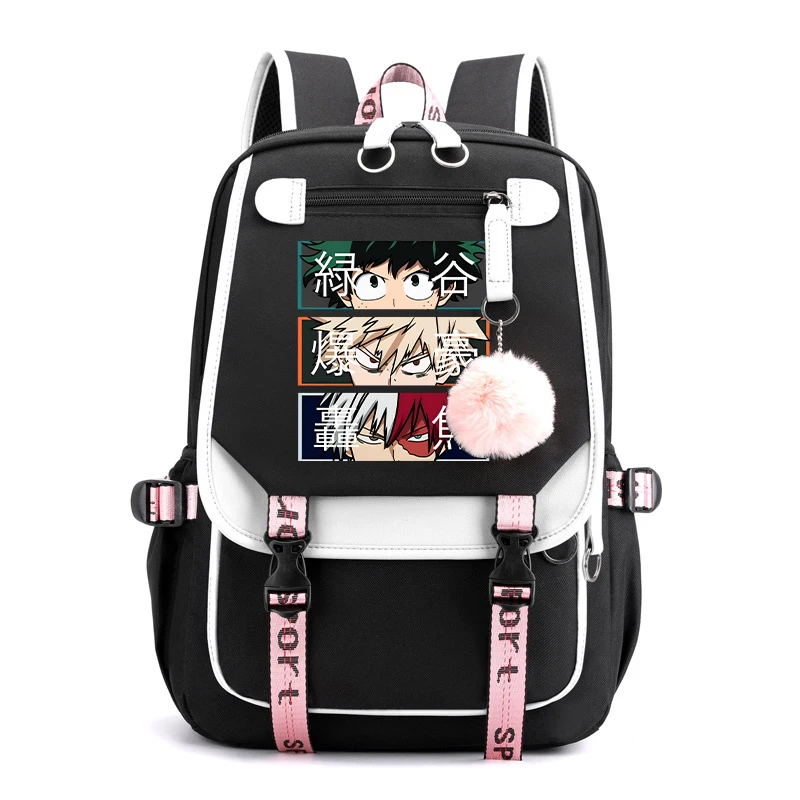 New Anime Deku Bakugou Katsuki Todoroki Shoto Printing Backpack Student Female Cotton Canvas Backpack Kawaii Women Men Backpack