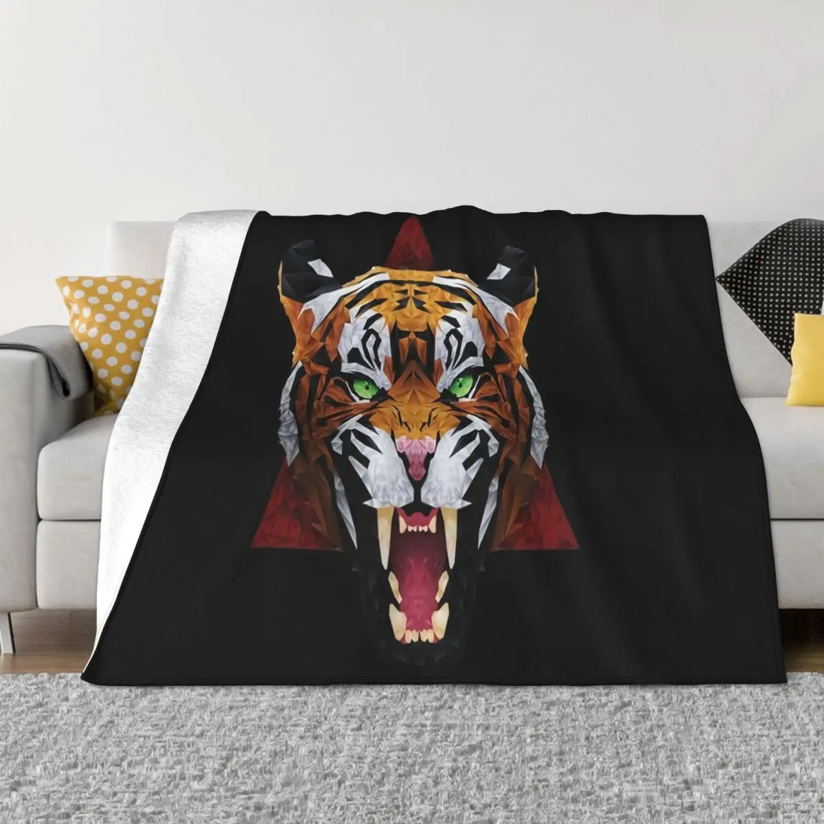 Unorthodox Collective Geometric Tiger Premium Mens White Fresh Design Present Homme Loose Throw Blanket