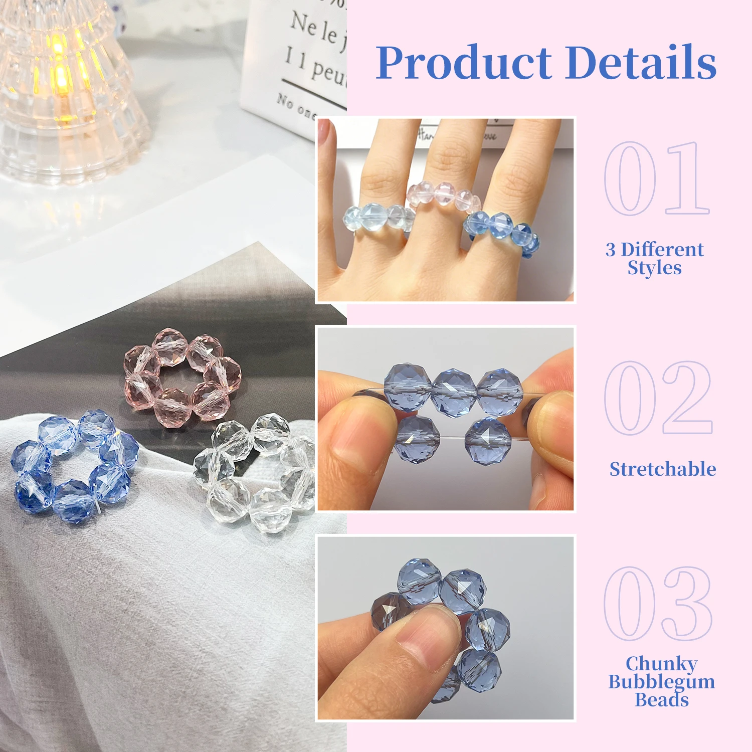 Confezione da 6 anelli colorati per agitarsi con perline appuntite, anelli sensoriali per alleviare lo stress, anelli per l'ansia da dito, giocattoli agitati calmanti, anello Massa