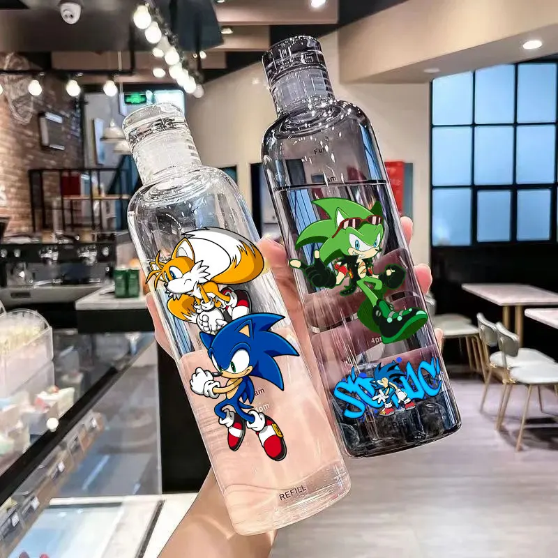 Sonic 500ml/750ml Graduated Water Cup Plastic Portable Water Bottle Sonic The Hedgehog Temperature Resistant  Anti Drop Cup