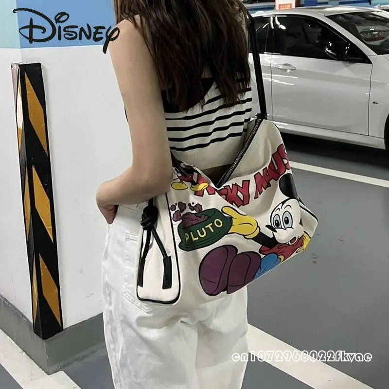 Disney-bolso de viaje de Mickey para mujer, bandolera de gran capacidad con dibujos animados, multifuncional, para ocio y Fitness