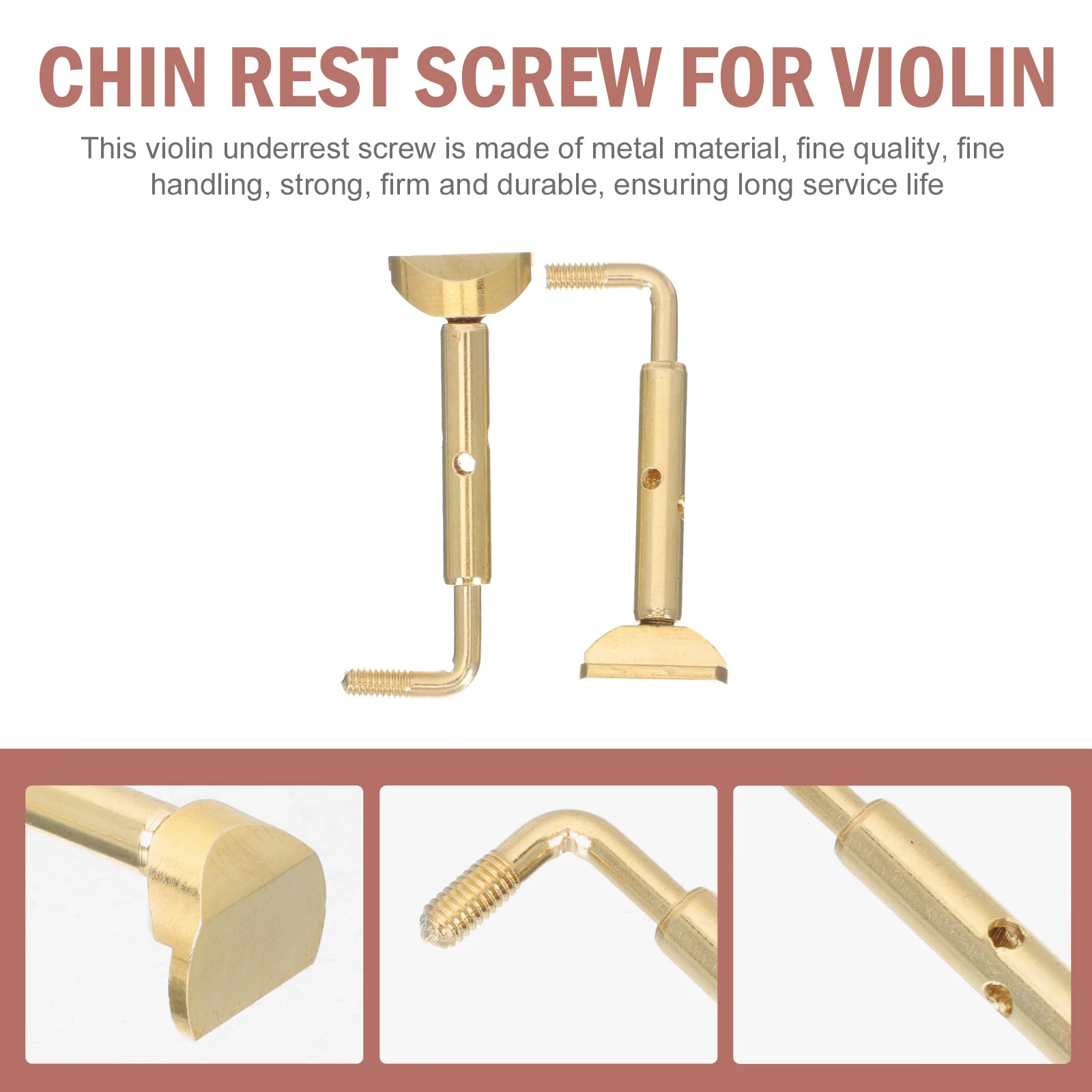 

2 Pcs Chin Rest Screw Stabilizing Violin Screws Chinrest Metal Split Part for Accessories Replacements Golden