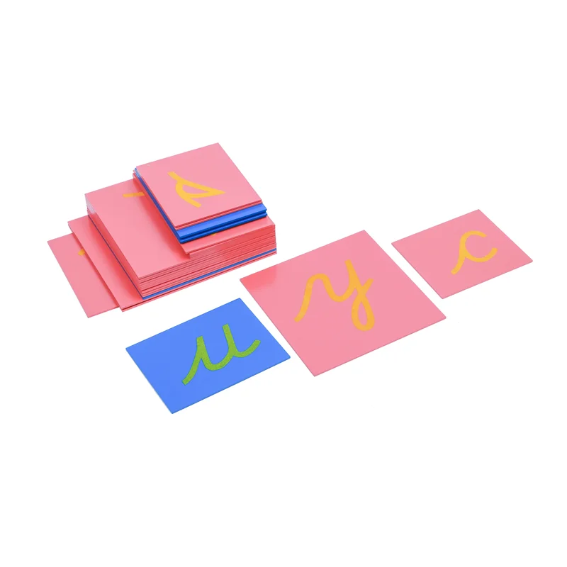 Montessori Language Materials Lower Case Cursive Sandpaper Letters Wood Tracing Board Puzzles Early Learning Toys Education Game
