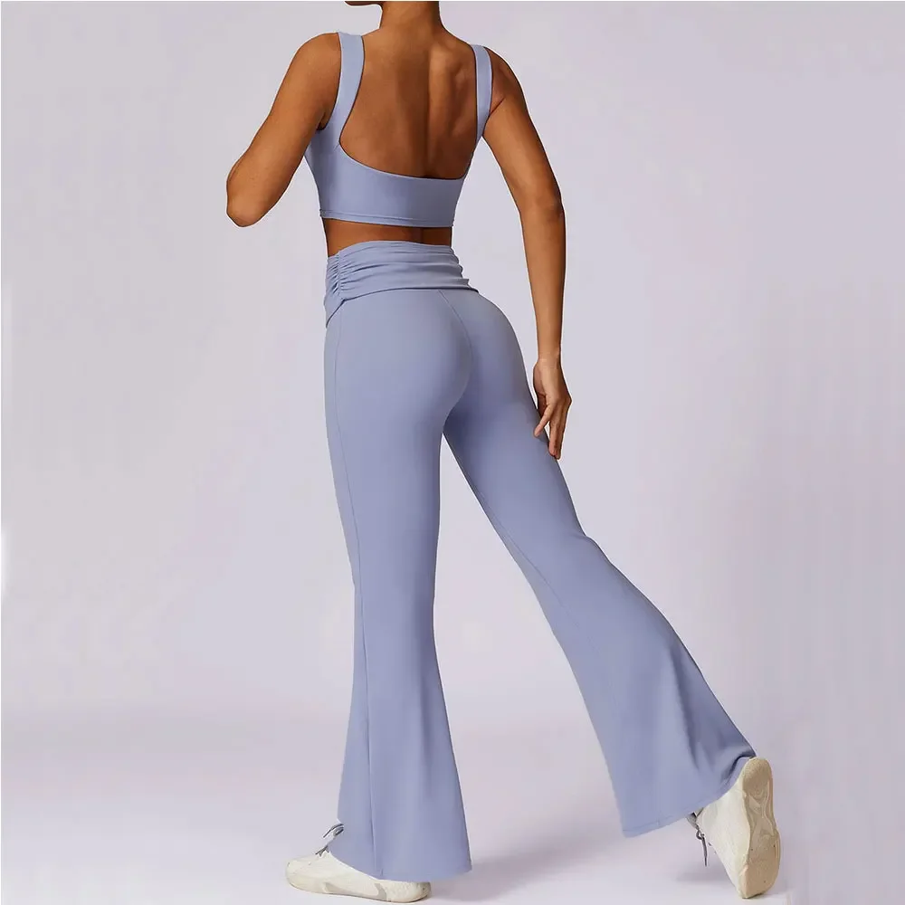 

Women Yoga Set 2PCS Gym Workout Clothes For Female Push Up Bra High Waist Flare Leggings Sexy Fitness Sportswear Sports Suits