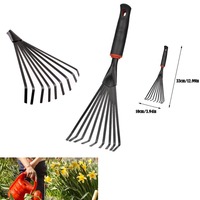 Portable Leaf Rake Plastic Rake Gardening Rake Tool Small Garden Rake with Handle Lawn leveling Gardening Planting Tool
