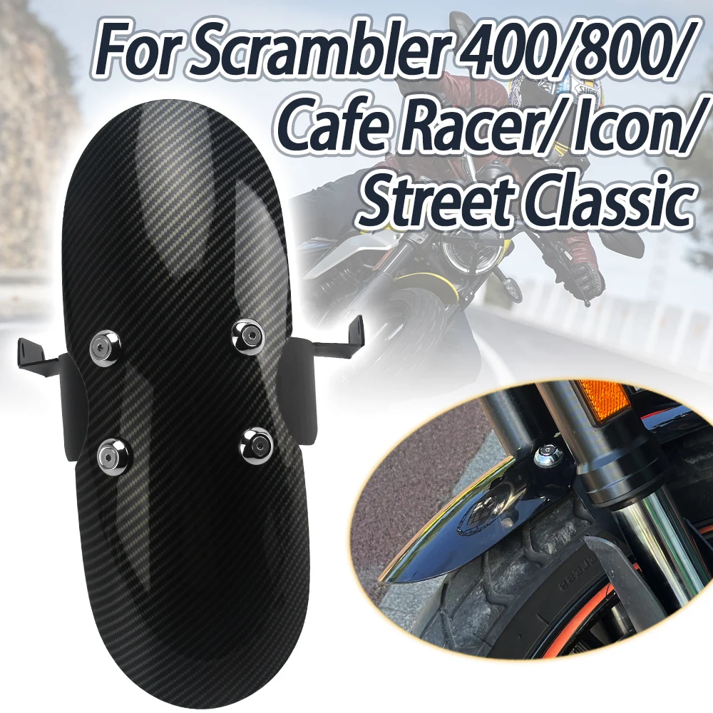 

Carbon Look Motorcycle Front Fender Mudguard Splash Cover For Ducati Scrambler 800 400 Cafe Racer Icon Classic Guard Protector