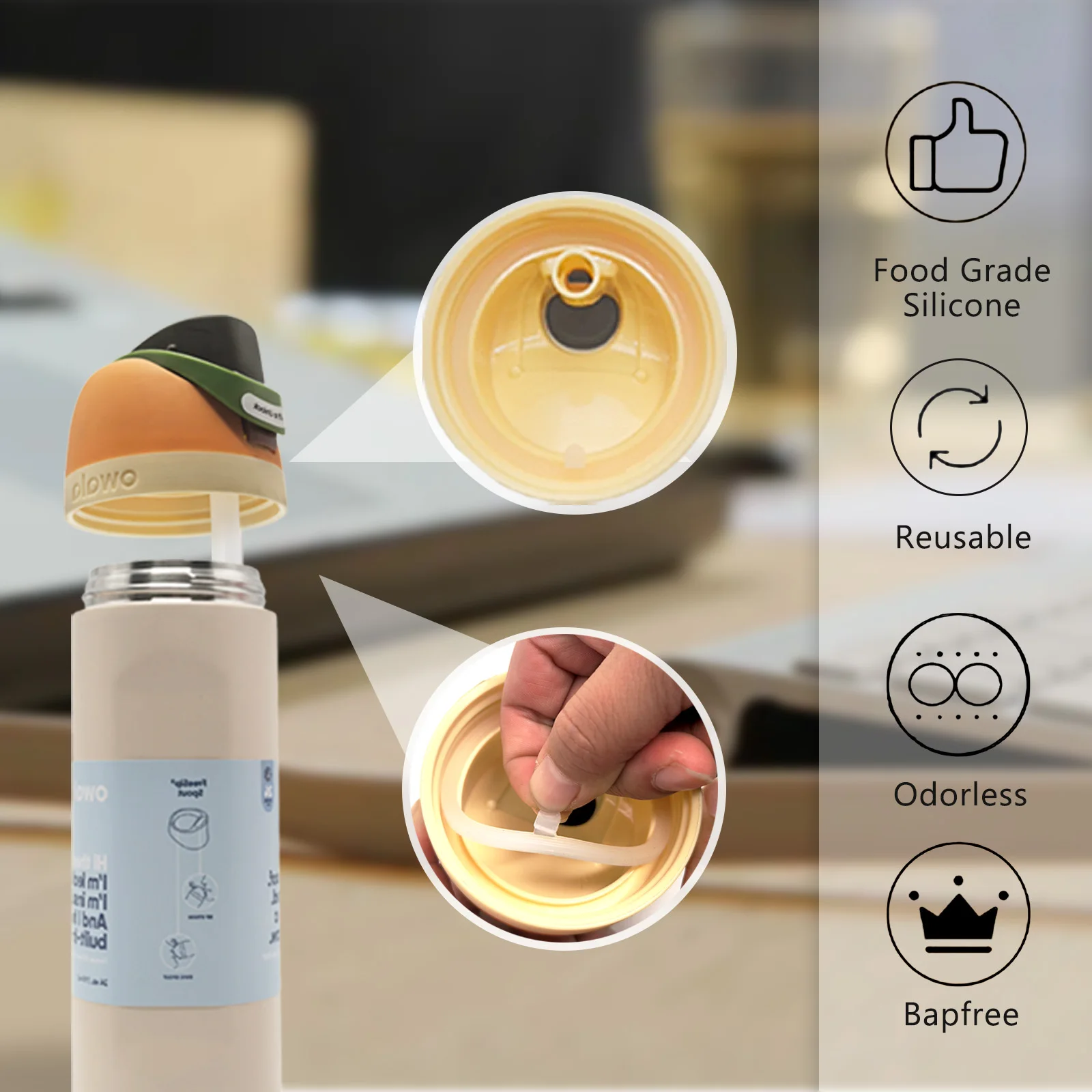 Replaceable Silicone Water Sealing Ring For Owala FreeSip 24oz/32oz/40oz Mugs, High Temperature Resistant O-Ring with Pull Ring