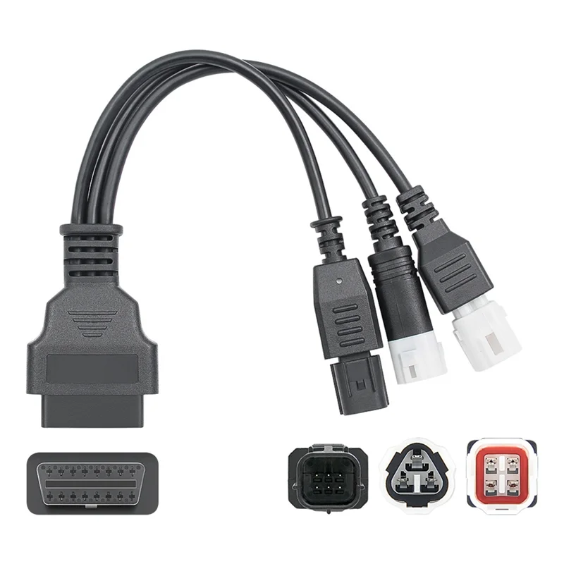 ABAN For 3Pin/4Pin 6Pin Motorcycle OBD Diagnostic Canbus Connector Cable OBD2 3 In1 Plug Cable Adapter