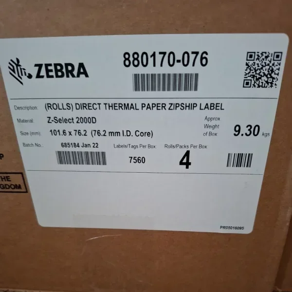 

2026 15200 Labels (8 Rolls)thermal White Label's 02mm X 76mm -4 890 Brand New Original Spot Plc