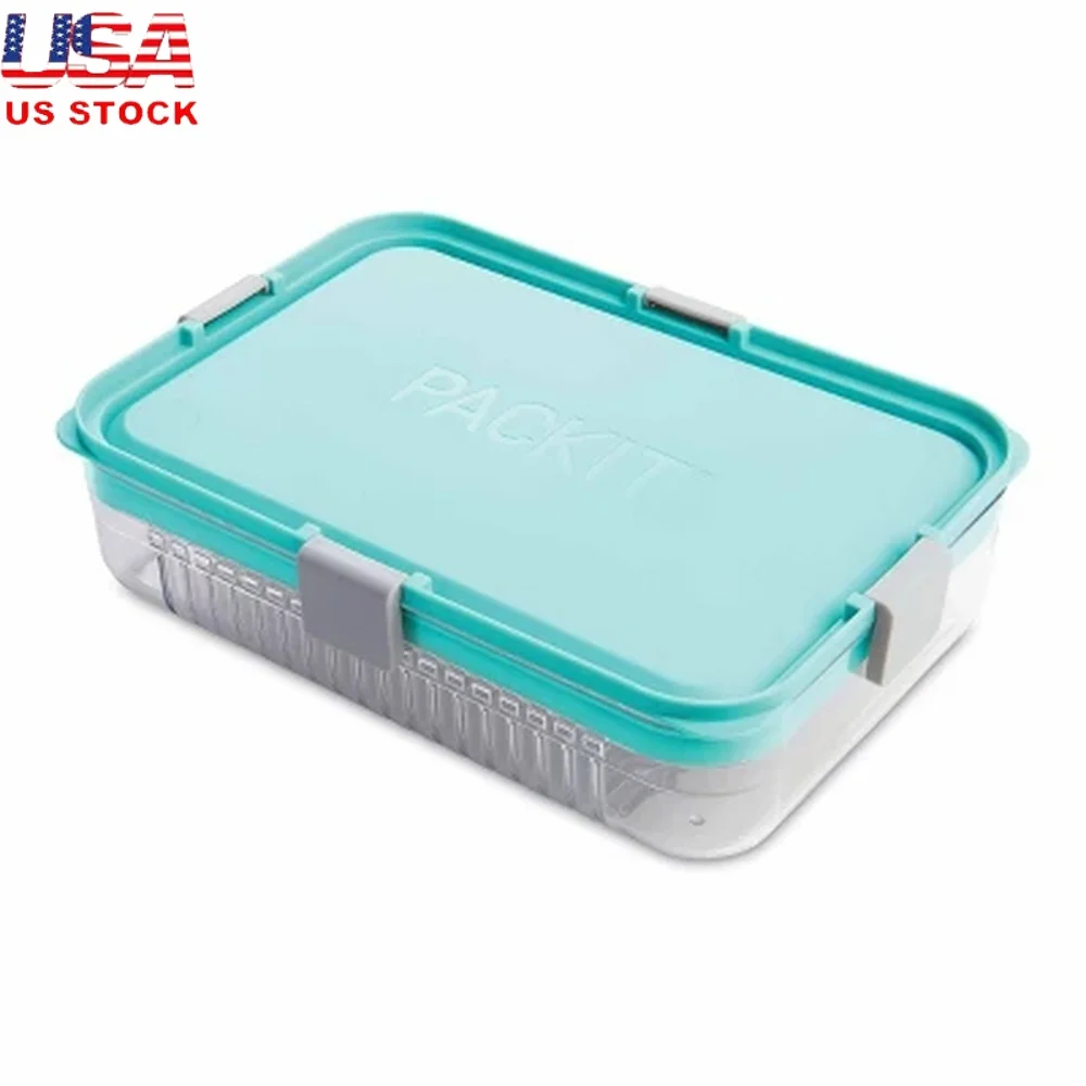 

Large Bento Box 1.9L Meal Prep Container with Removable Dividers Leak Resistant Lid Microwave Freezer Safe BPA Free Dishwasher