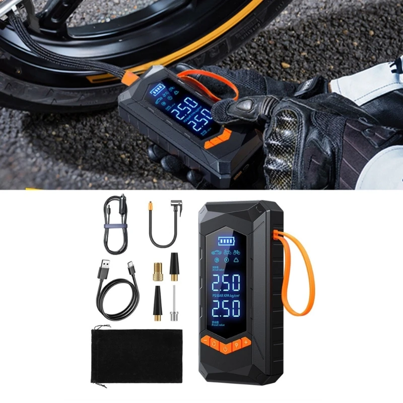 Portable Air Compressor Electric Car Automatic Motorcycle Tire Inflator Digital Pressure Gauge Detect with LED Lamp