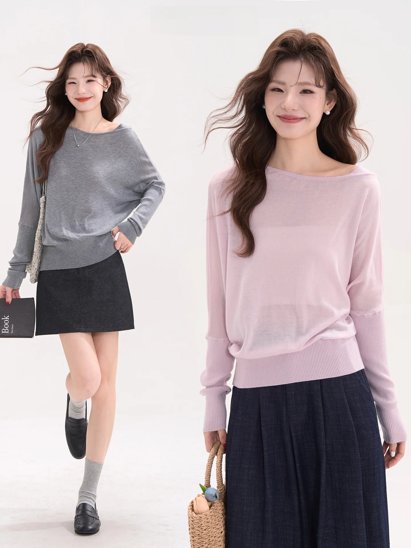 

Вязаный свитер Heme 9 из шерсти с рукавами «летучая мышь», повседневный свободный крой, длинный рукав, женский топ, весенний сезон, дизайн «Цветочное поле»