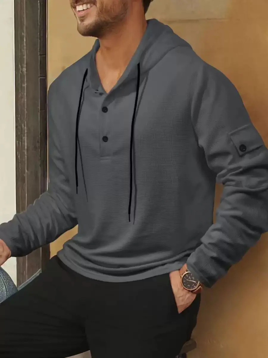 2025年春と秋の新作メンズスポーツフィットネスボタン付きパーカー、ファッショナブルでカジュアルなアウトドアスポーツ通気性ランニングコート