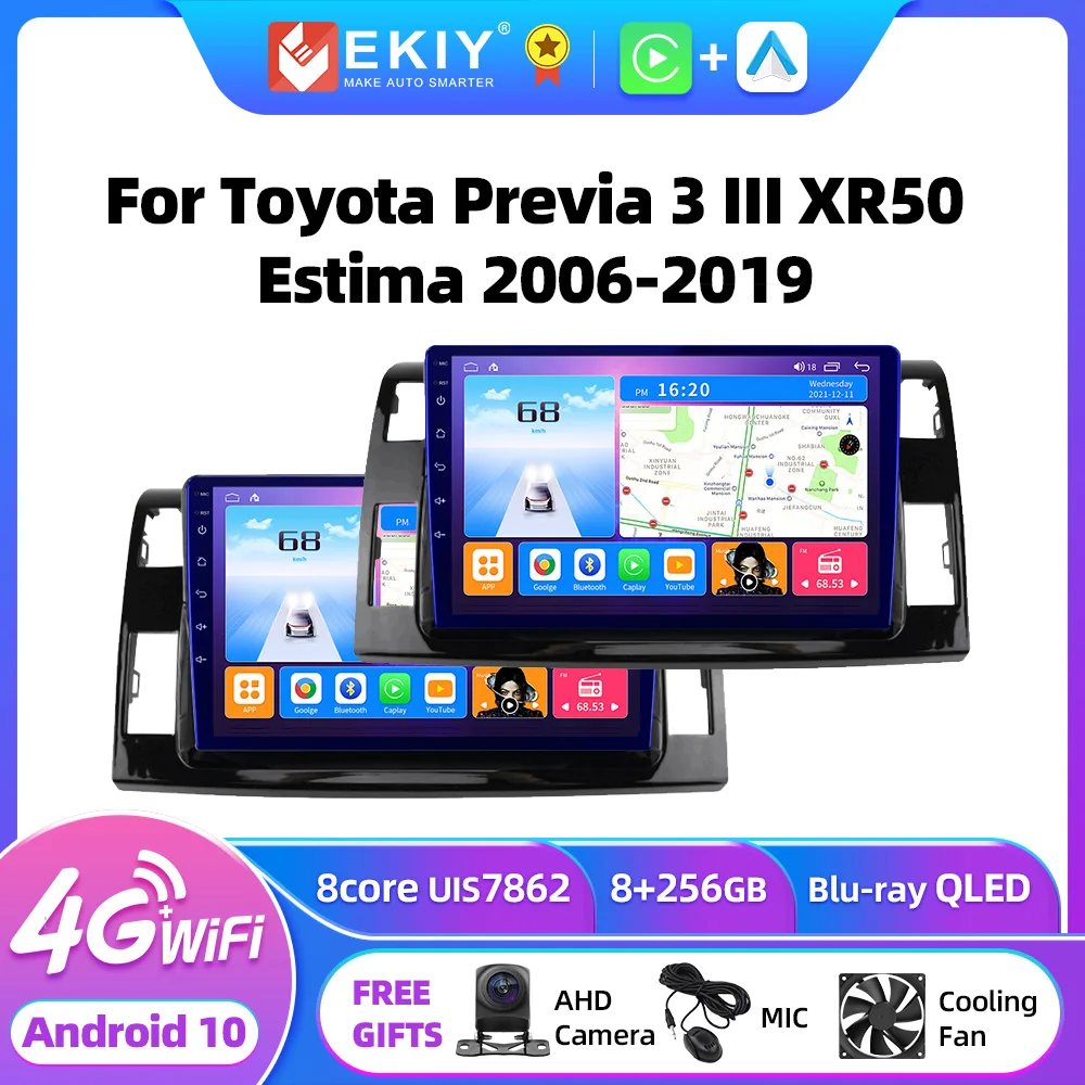 EKIY T7 Android 10 Car Radio For Toyota Previa 3 III XR50 Estima 2006-2019 Multimedia Player GPS Navi No 2din Tape Recorder DVD