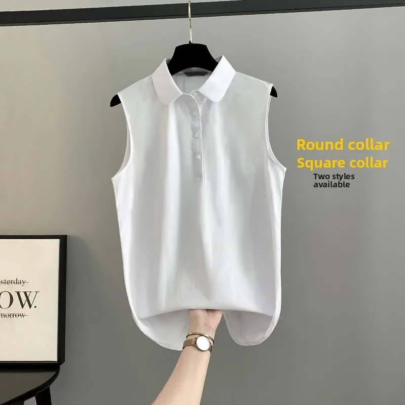 Grande taille début automne pur coton intérieur irt femmes Svel col de poupée mi-long superposition Base blanc irt respirant