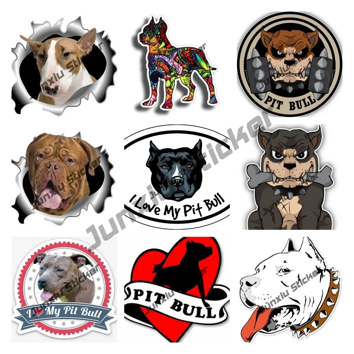 American Pit Bull Terrier Decal Pit Bull Terrier Car Sticker Cartoon 3D Funny Waterproof Vinyl Decal Exterior Accessorie