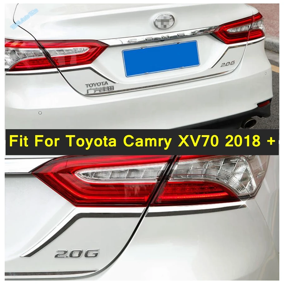 

Chrome Auto Rear Tail Lights Lamp Decor Panel Cover Trim Carbon Fiber Look ABS Accessories For Toyota Camry XV70 2018 2019 2020