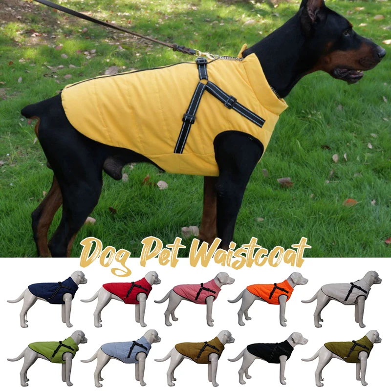 

Large Dog Pet Warm Fleece Vest Waistcoat Jacket With Chest Strap Winter Warm Dog Clothes Thick Fleece Dog Coat Overalls Outfits