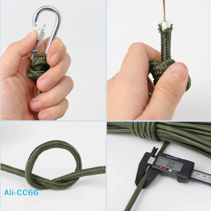 【C】10M/20M Wire Rope Clothesline 8MM With 2 Hooks Laundry Hanging String Thicken Wall Hanger Wire Core Nylon Cord