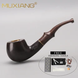 MUXIANG Handmade Wenge Wood Bent Stem Mouthpieces Tobacco Pipe for Smoking with 9mm Filters  Free 10 Pipe  Cleaning Tools aj0018