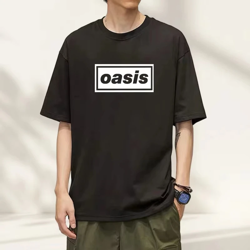 T-shirt À Manches Courtes Du Groupe Oasis David Bowie Groupe De Rock Périphérique Vêtements Américains Impression En Coton