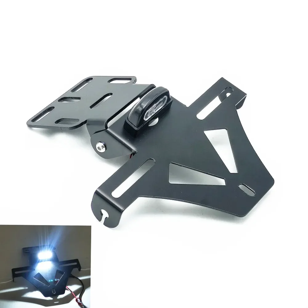 

Motorcycle Tail Tidy Fender License Plate Holder Bracket with LED Light Dirt bike Cruiser Chopper Cafe Racer Old School