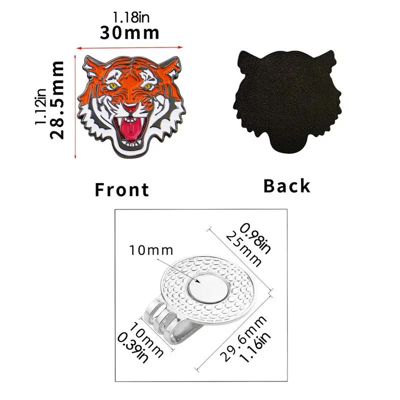 Golf Ball Marker Hat Clip Unique Tiger Design Ball Holder Clip Sleek Hat Clip Magnetic Golf Ball Holders For Outdoor Golf Sports