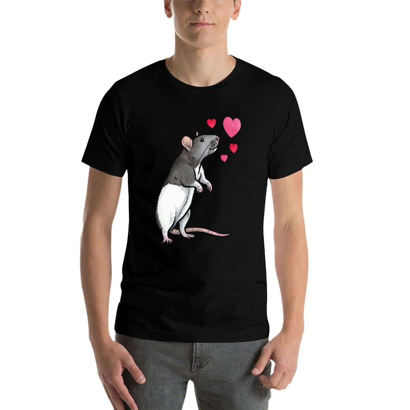 

Hooded rat love (topear) T-Shirt t shirt men 100% cotton luxury brand anime tshirt t shirt custom print T-Shirt