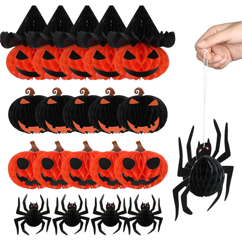 

Halloween Party Decoration Honeycomb Ball Pendant Pumpkin Spider 3D Honeycomb Ghost Festival Halloween Decoration