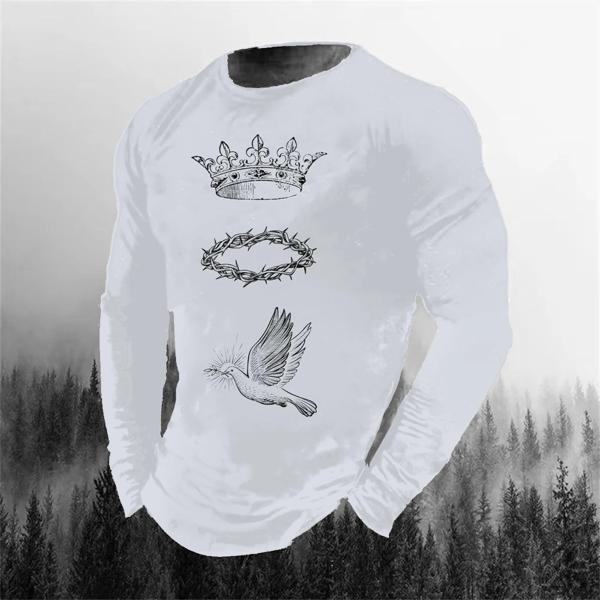 

Merciful Jesus Christian God Pattern Men's Long-Sleeved T-shirt Outdoor Casual Fashion O-neck Shirt OverSize Men's Clothing