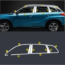 2018 2017 2016  for Suzuki Vitara   Stainless Steel Door Window Chrome Pillar Posts Cover Trim