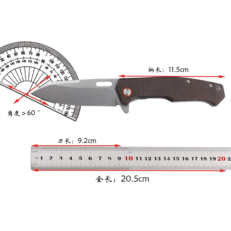 2025 جديد D2 الصلب الكتان و G10 مقبض صلابة عالية حادة في الهواء الطلق التخييم الصيد EDC الفاكهة سكين دفاعي