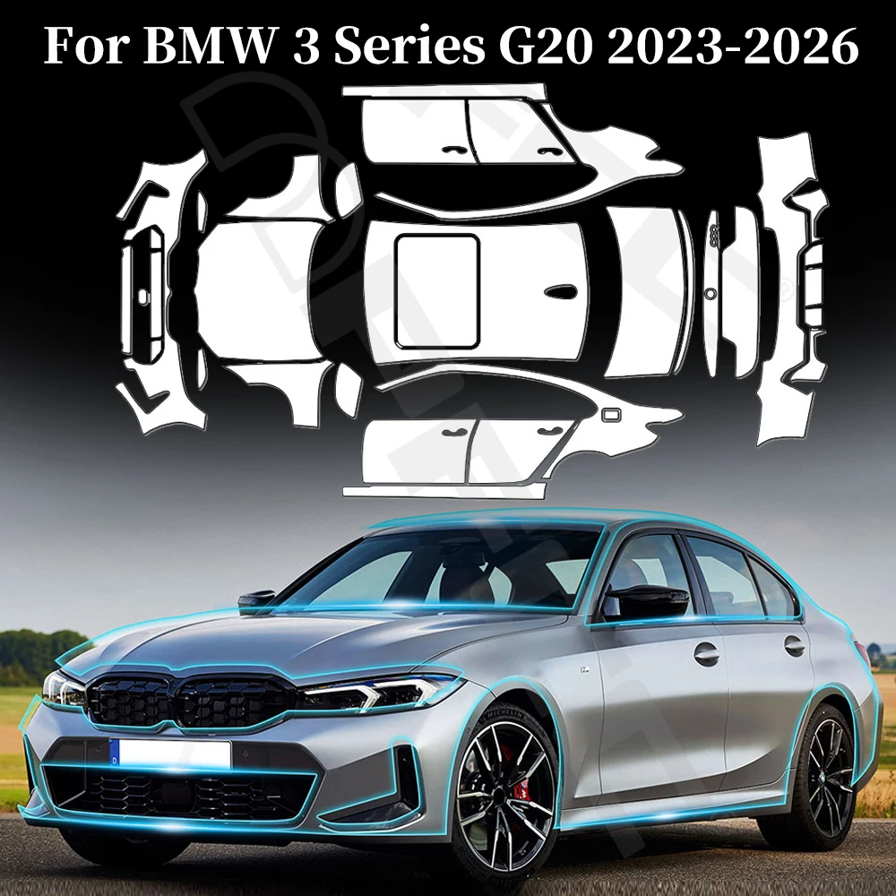 For BMW 3 Series G20 2023-2025 9Mil TPU Paint Protection Film Pre-cut PPF Car Body Clear Bra Anti-scratch Invisible Resistant