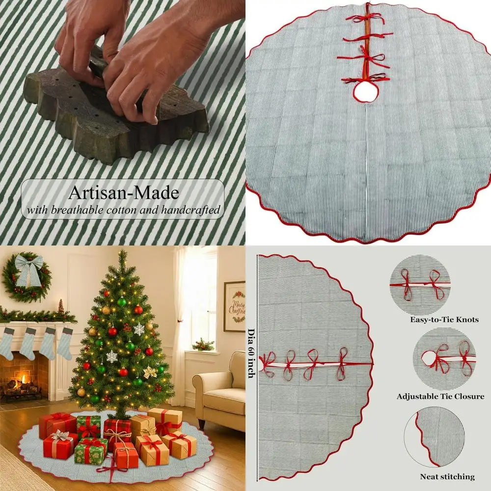 

70-юбка с принтом «Рождественская елка» — зеленая полоска и красная рука, милый декор в стиле бохо, винтажный стиль в деревенском стиле для использования в помещении и на открытом воздухе H