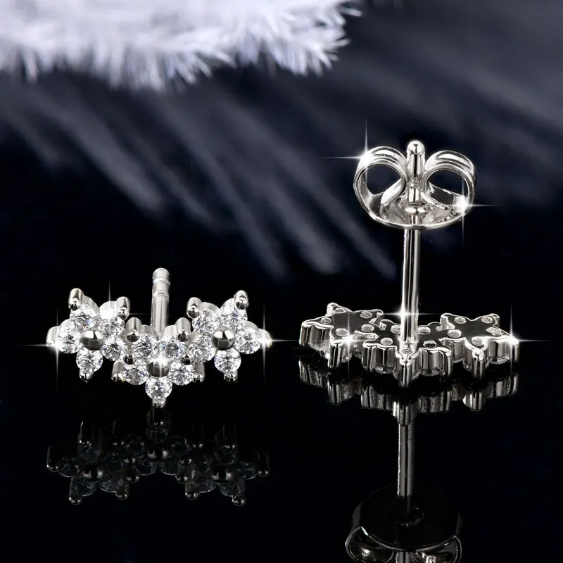 Lnngy Zertifizierte Moissanit-Ohrstecker Niedliche Blumen-Knorpel-Ohrringe für Frauen Exquisiter Fünfzackiger Stern Ohrschmuck Geschenk – Detail 8